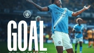 官方：赖因德斯对阵狼队的进球当选曼城队内8月最佳进球